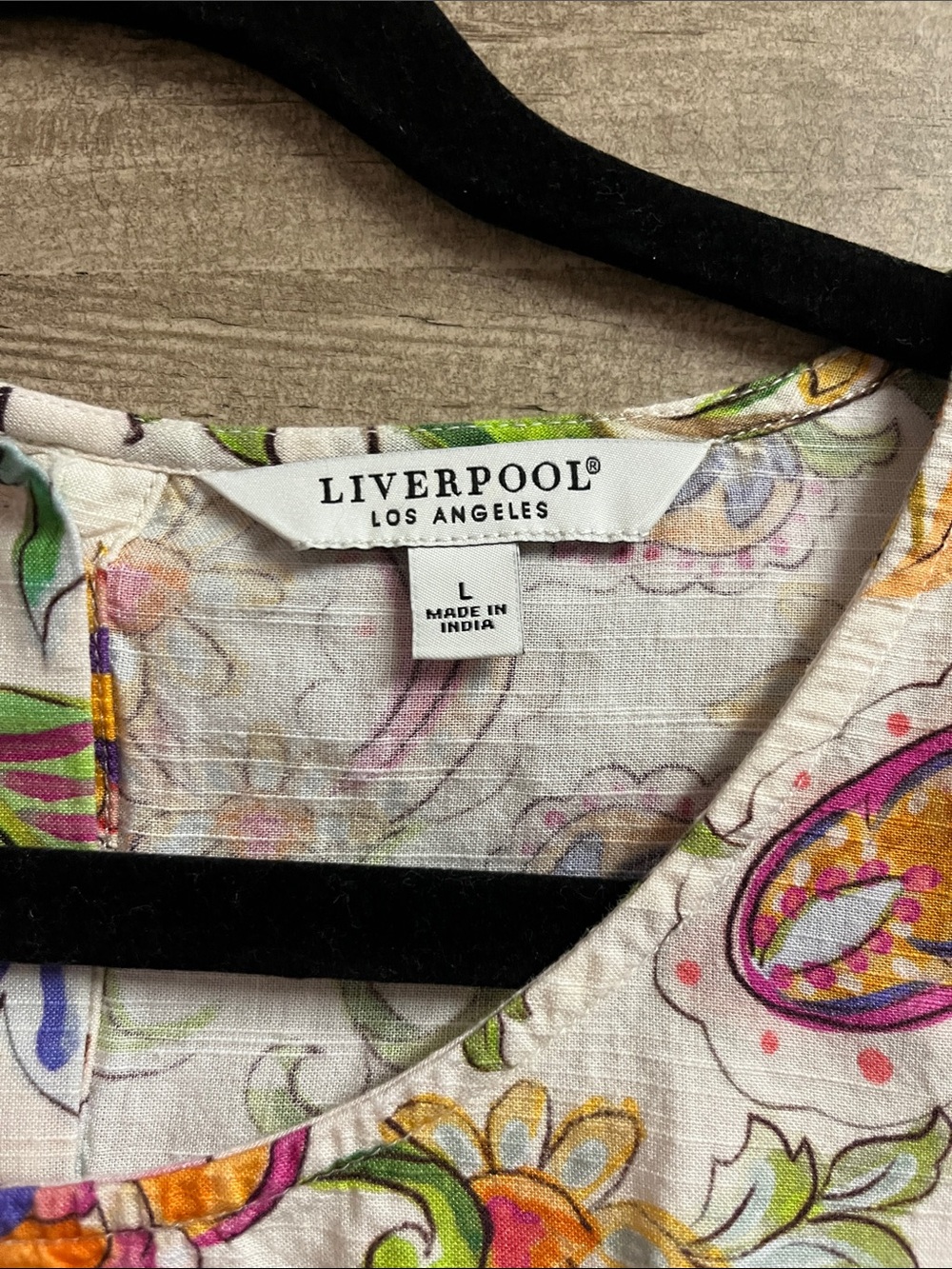 Liverpool Cream Tank Top with Pink and Yellow Floral Print - Picture 2 of 2